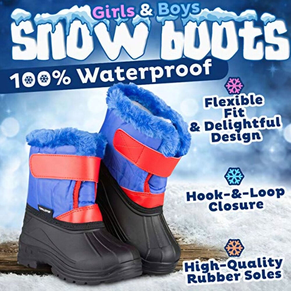 Chillipop Unisex Shoes Big Kids Insulated Snow Boots Warm Dry Easy Close Size 6